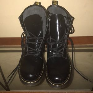 Dr Martens Patent Lamper Boots, Black, 10